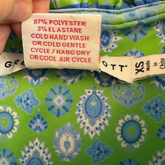 Gretchen Scott Ruffle Neck Dress in Magic Carpet Green Blue Floral Size XS - Picture 5 of 6